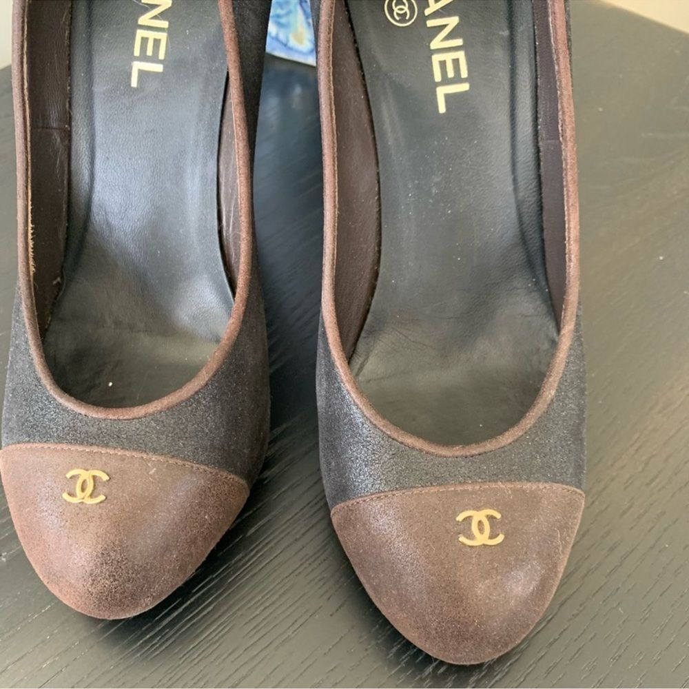 Authentic ICONIC Chanel Chunky Heel Shoes Block Heel Color Block 38.5 - Picture 4 of 11